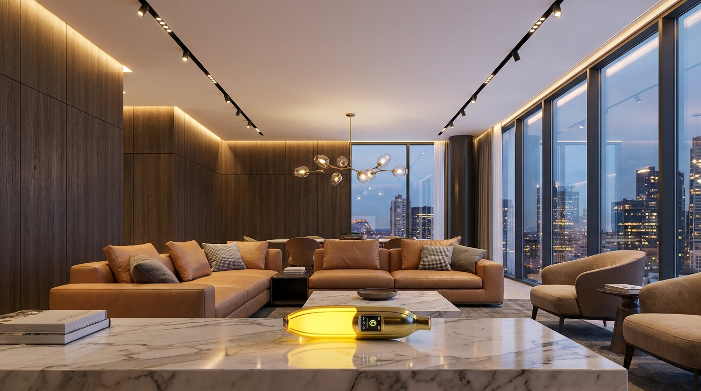 Многоуровневое освещение в интерьере премиальной квартиры в Астане