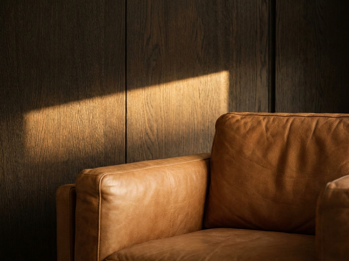 Взаимодействие направленного света с натуральным деревом и кожей