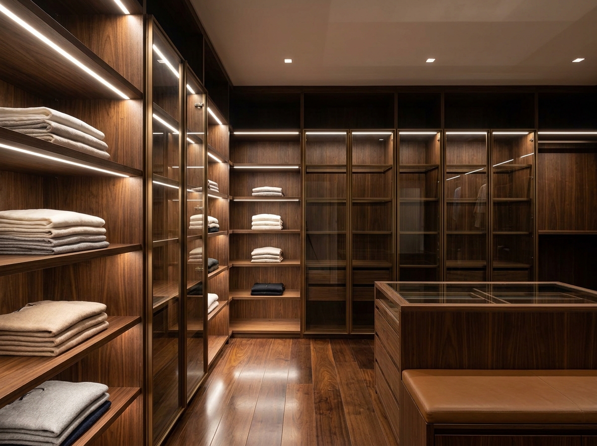 Интеграция светодиодной подсветки в гардеробную систему